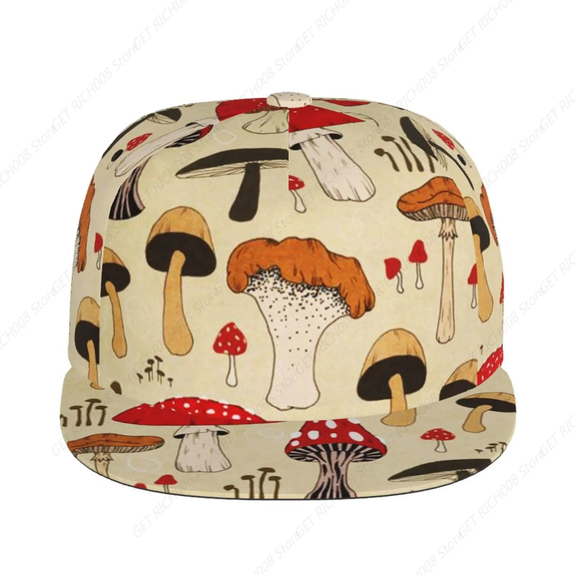 Gorra de béisbol informal con diseño de seta para hombre y mujer, gorra de camionero con ajuste relajado, sombrero de ala plana ajustable, gorra para papá, gorros de Hip Hop