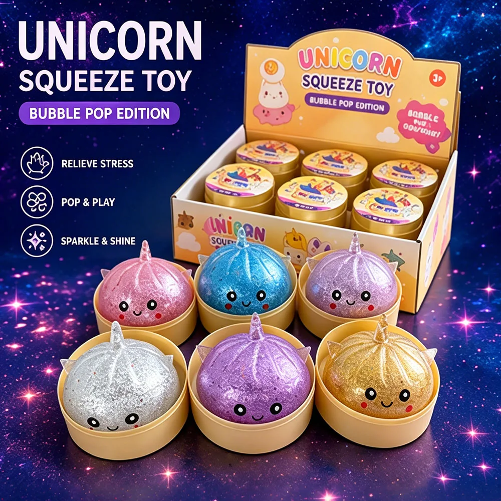 2026 Trendy Unicorn Bao Bun Squishy Blind Box Surprise Slow Rebound Squeeze Fidget Sensory Anti Stress Desk Accessory Gift