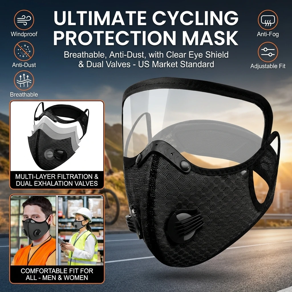 Cycling Face Mask With Filter Activated Carbon Dust-proof Mask Anti-Pollution Bicycle Washable Outdoor Training Mask