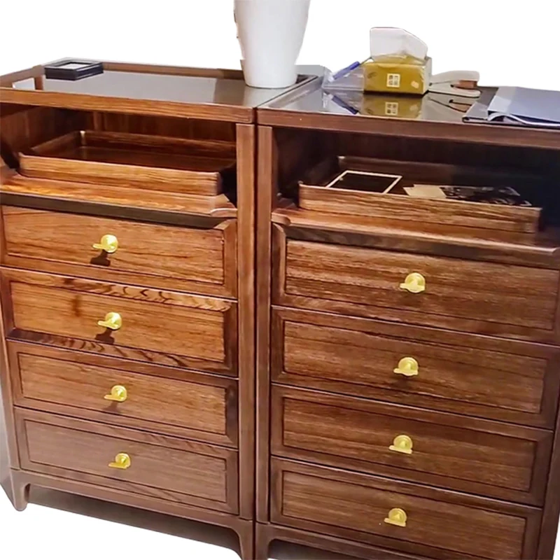 

Badou cabinet with cabinet door, solid wood storage side cabinet, living room bedroom light luxury entrance cabinet