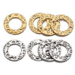 20pcs Stainless Steel Double Hole Texture Circle Ring Gold Color Charms Pendants Earrings Conectors for Jewelry Making DIY