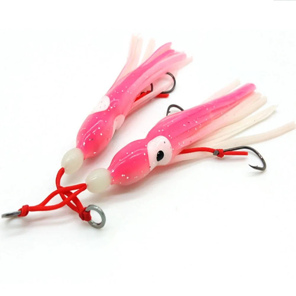 

2pcs 6cm/10cm/12cm Squid Skirt Lure Soft Lures Double Barbed Hook Squid Snapper Jig Hook Fishing Tools