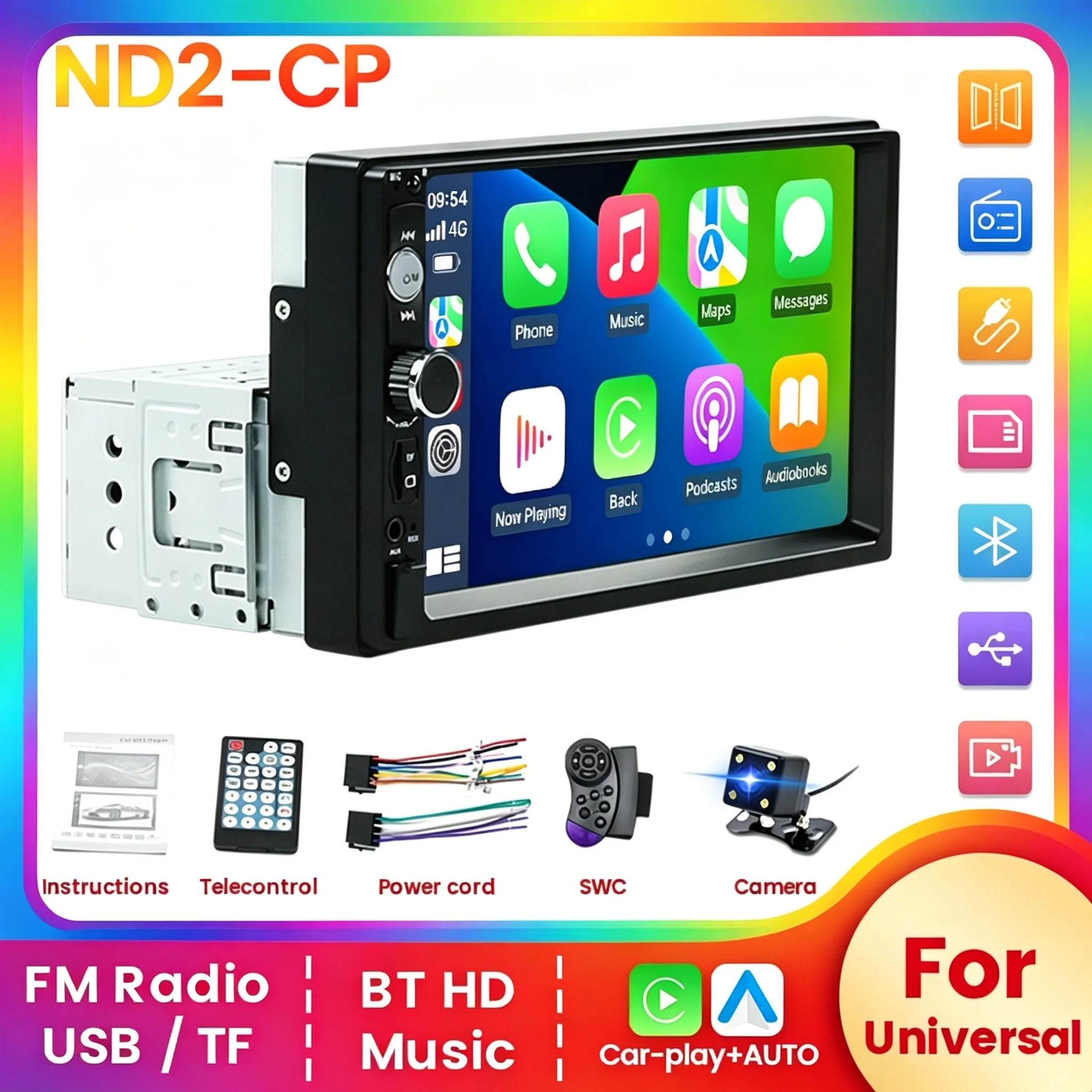 1Din 7-Zoll Multimedia-Autoradio MP5 MP3 Player FM-Radio Touchscreen Autoradio Carplay Android Auto BT AUX USB 1 Din Mirror Link