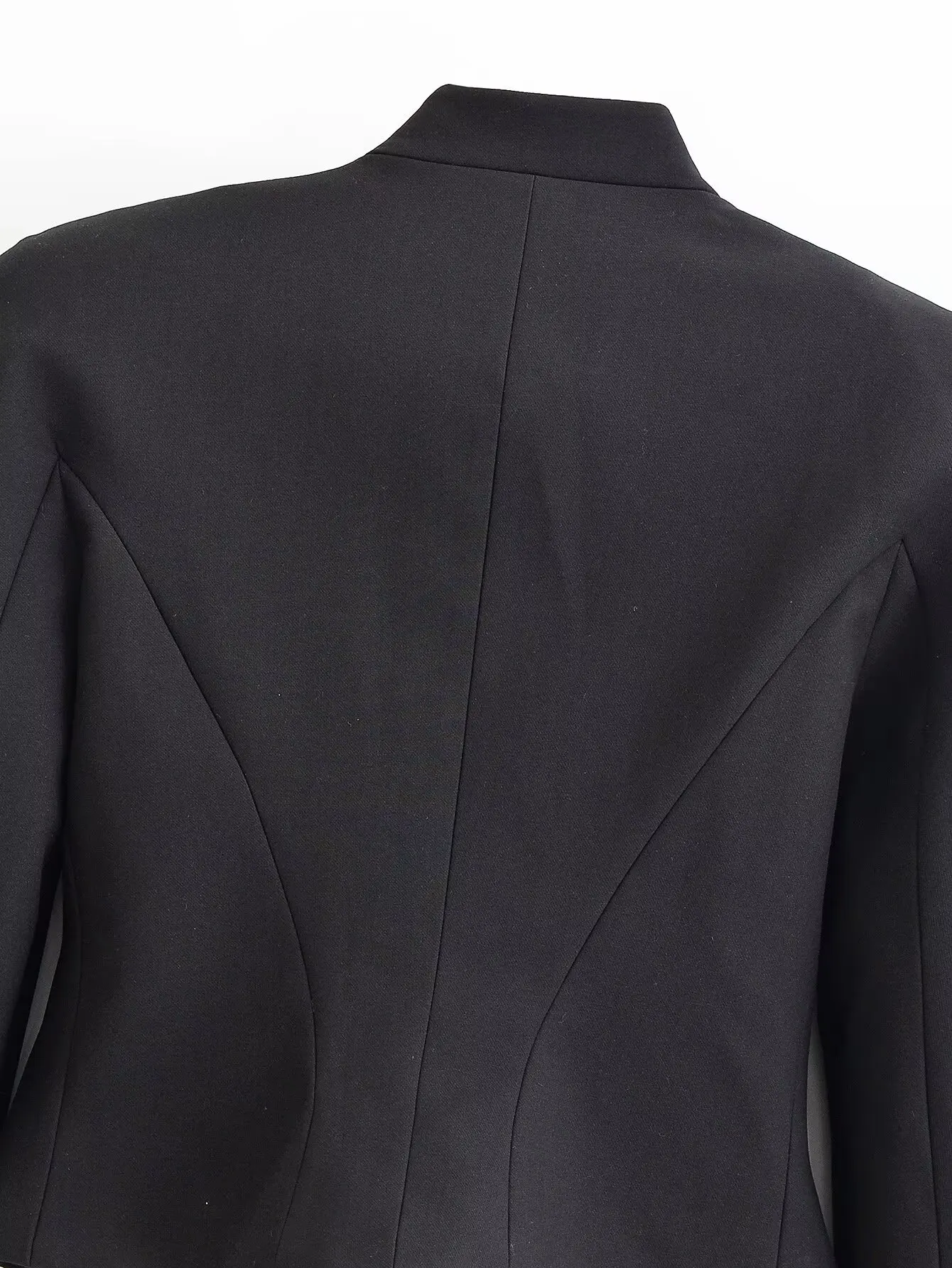 HH Damen Vintage Napoleon-Jacke Stehkragen Doppelreihig Schmal Geschnitten Schwarze Kurze Oberbekleidung Herbst Formelle Bürokleidung – Detail 10