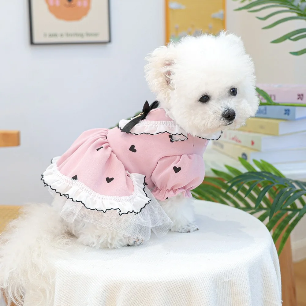 

Fashion Cute Dog Princess Dress Lightweight Breathable Dog Fluffy Skirt Love Lace Pet Puppy Clothing For Small Medium Cat Dogs