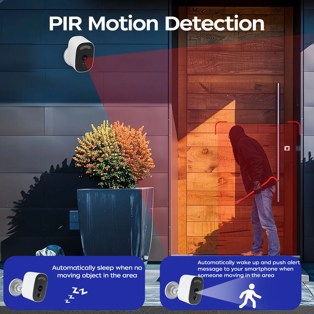 JOOAN 5MP WiFi Camera Outdoor Surveillance Camera PIR Motion Detect CCTV Security Camera Color Night Audio Video Battery Camera