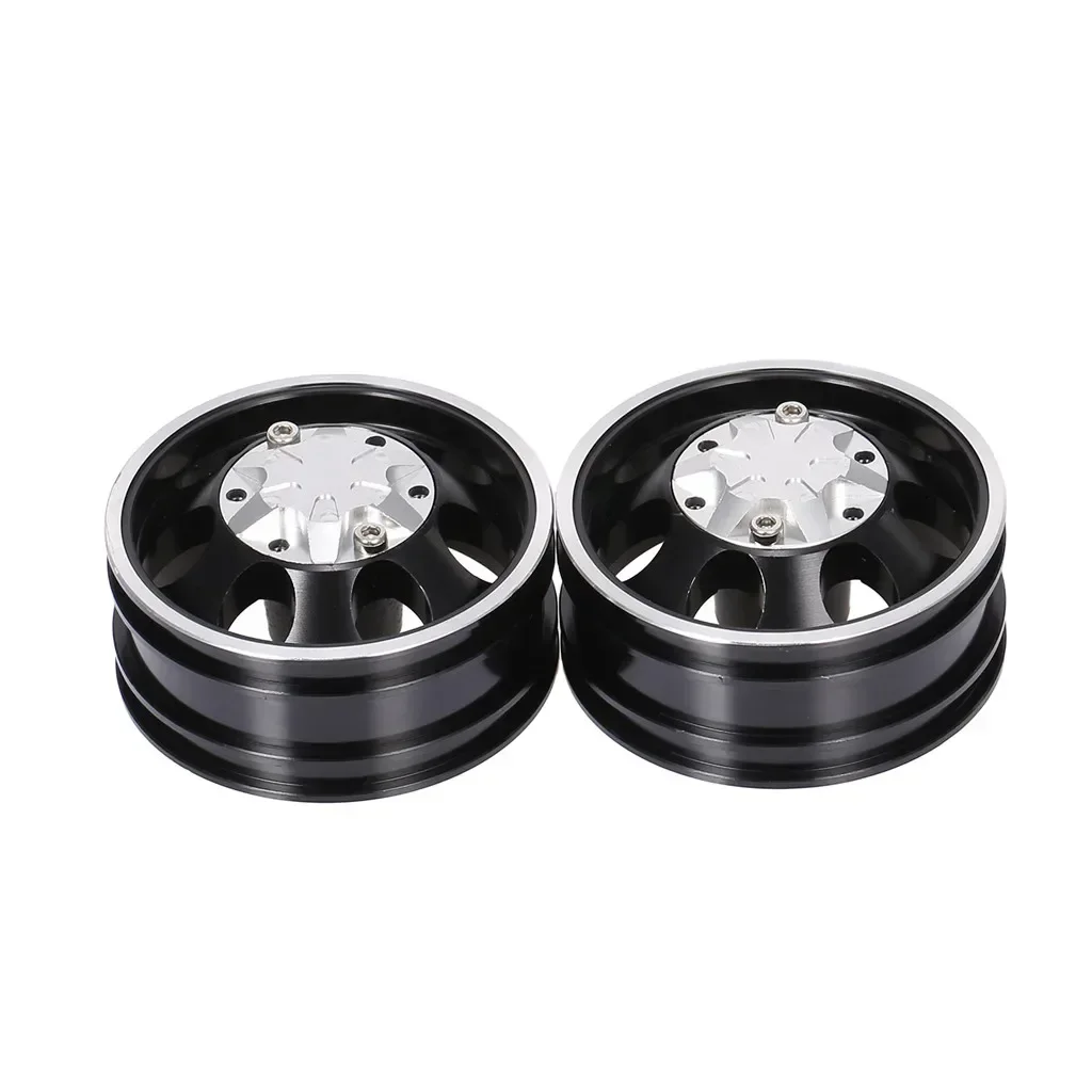 2PCS RC Car Metal Trailer Front Rear Hub Rim 7 Spokes for 1/14 Tamiya Tractor Truck RC Climber Trailer