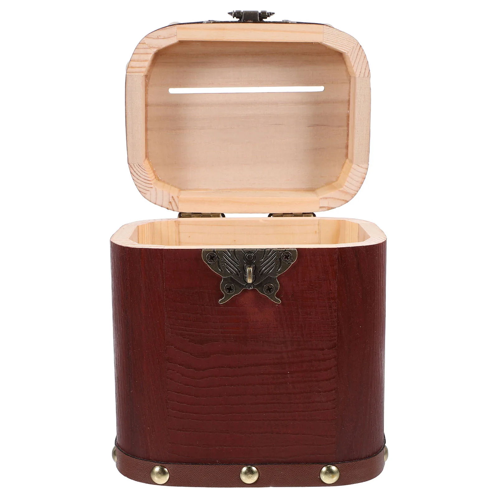 Hucha de madera Retro con cerradura y llave, banco de ahorro resistente para niños, decoración de habitación, herramienta educativa de enseñanza de finanzas pequeña