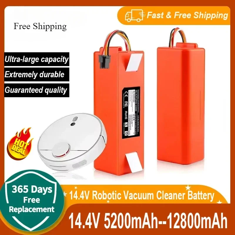 For Xiaomi 14.4V 5200-12800mAh Robotic Roborock S55 S60 S65 S50 S51 S5 MAX S6 PartsVacuum Cleaner Replacement Battery