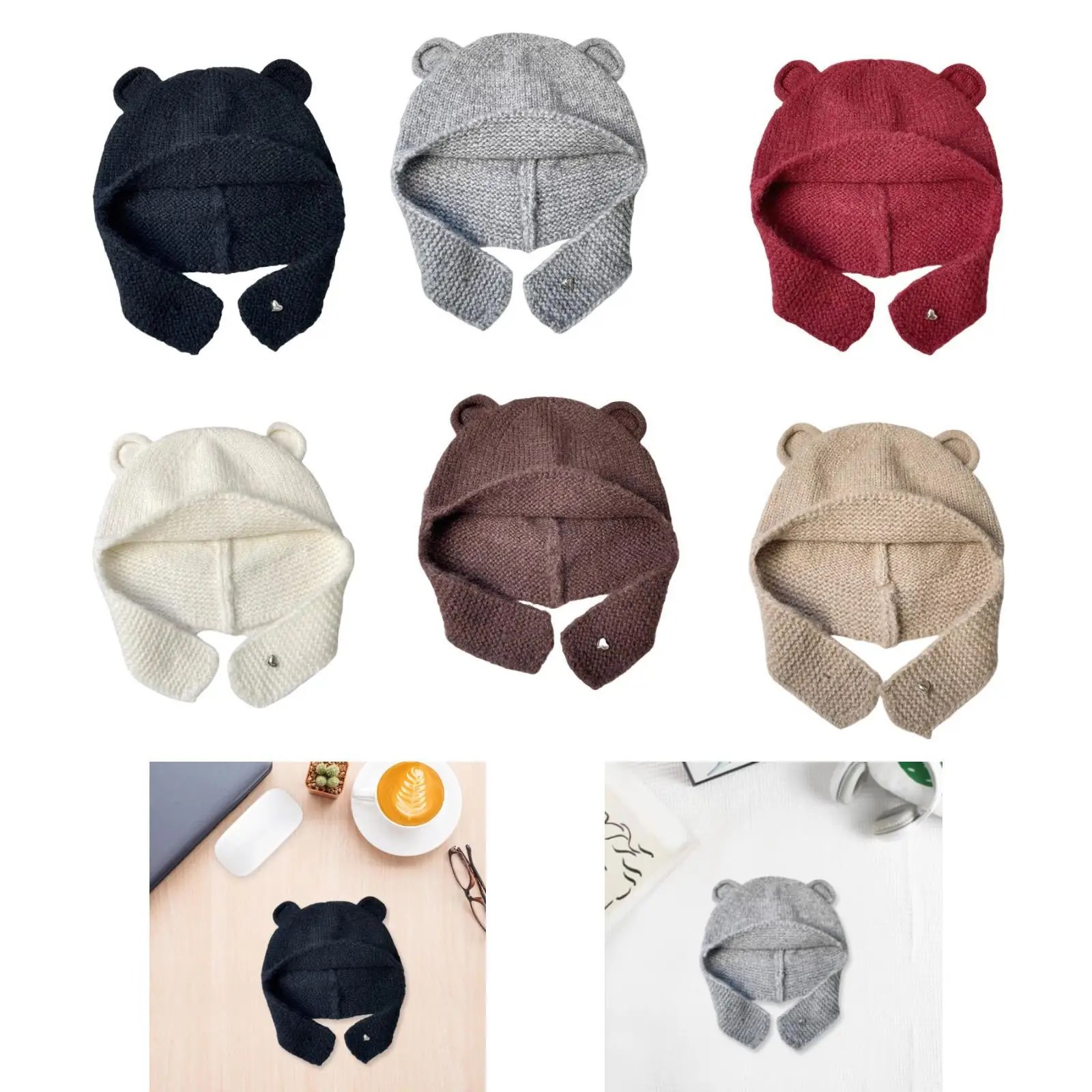 Cute Bear Ear Knitted Hat Warm Comfort Winter Hat for Hiking Camping Outdoor