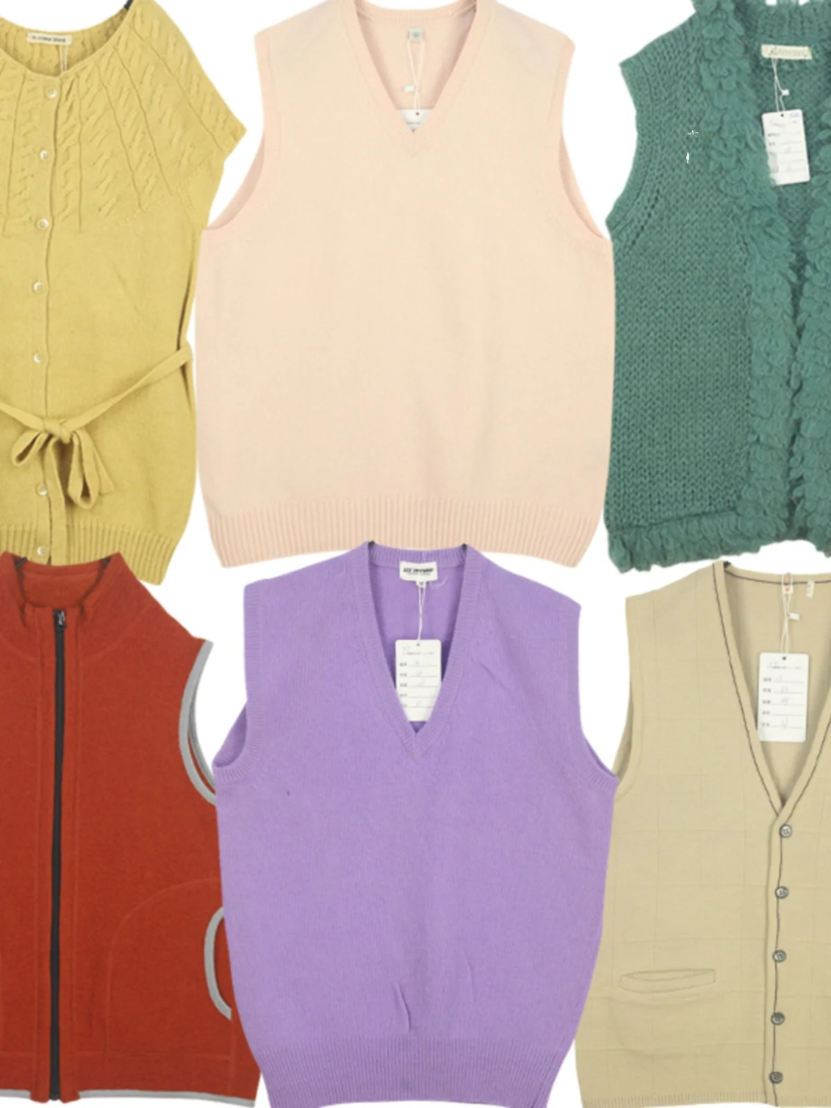 

Vintage Knitted Sweater Candy Color Soft Girl Student Sle Vest Small Waistcoat Commute Wind Single Button Regular Length