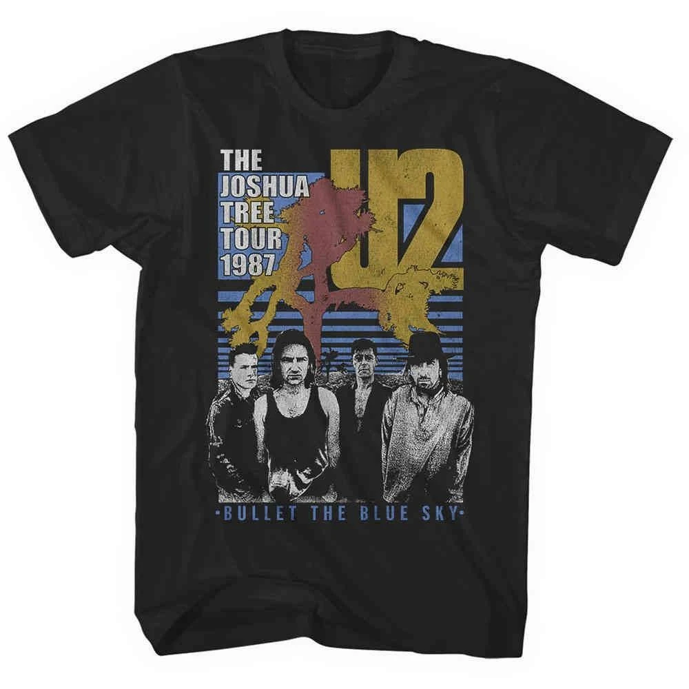 

Футболка U2 Bullet The Blue Sky, летние хлопковые мужские и женские футболки с периферийным узором и принтом люксового бренда
