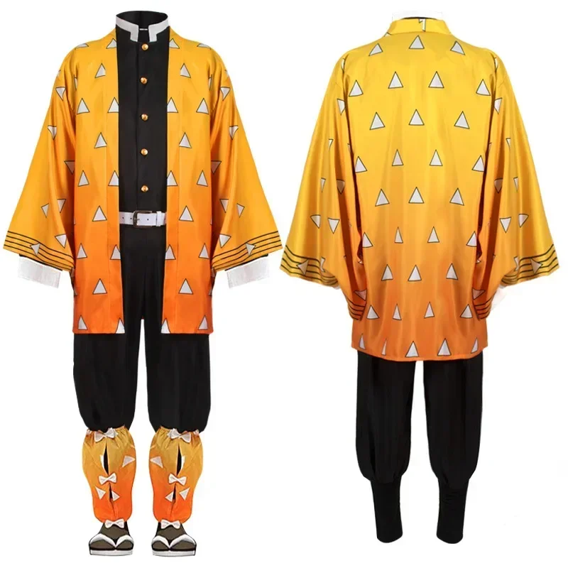 Anime Demon Killer Kimetsu No Yaiba Agatsuma Zenitsu Costume Cosplay donna Kimono uniforme Halloween Christmas Party abbigliamento