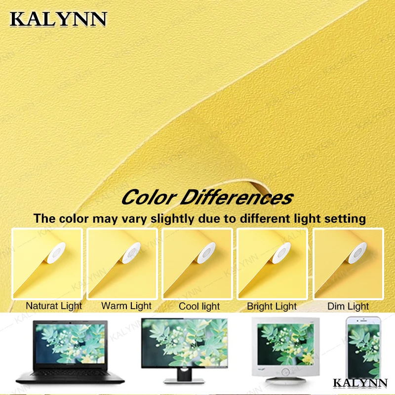 ورق جدران أصفر قابل للتقشير واللصق، ورق حائط قابل للإزالة من الفينيل، ملصقات ذاتية اللصق لتزيين غرفة خزانة الأثاث