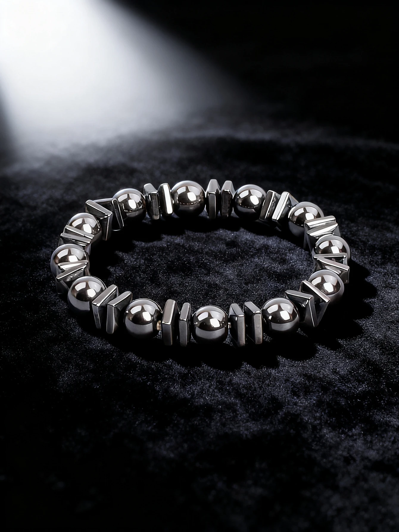 Natural Stone Bead Hematite Bracelets Men with Square Spacers Healing Bracelet for Vigour Protection & Grounding Healthy Jewelry