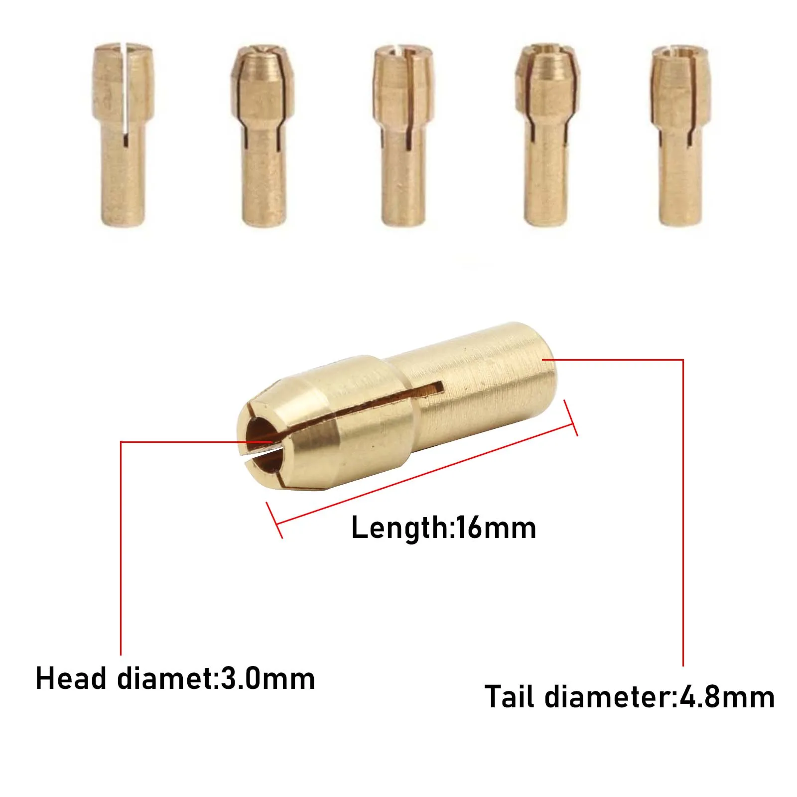 10Pcs/Set  0.5-3.2mm Copper Small Electric Drill Bit Mini Drill Chucks Chuck Adapter Micro Collet Brass For Power Rotary Tool