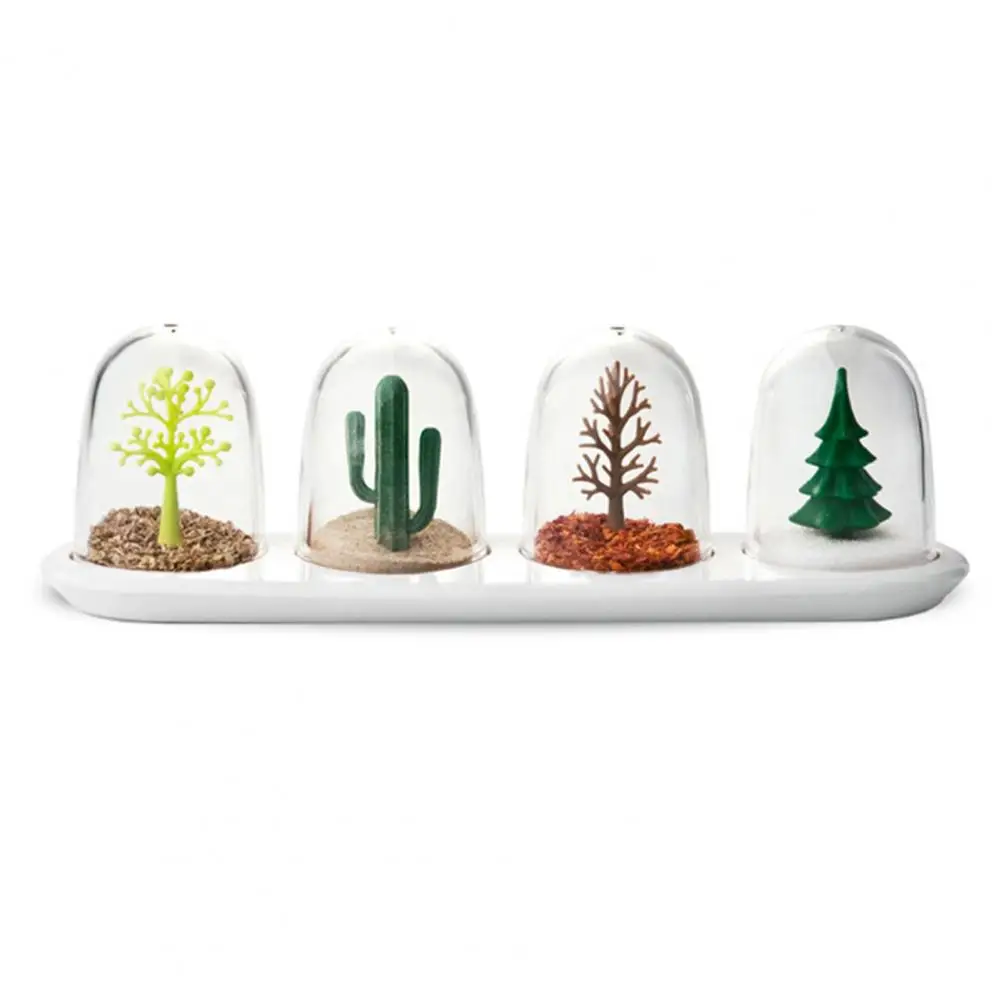 Spice Jar Transparent PP Set Cute Four Seasons Plant Animals Salt Sugar Pepper Shaker Cooking Tool Kitchen Supplies