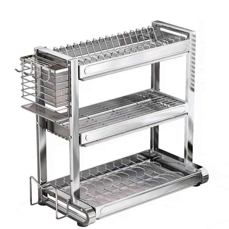 2 /3 Tier Dish Bowl Drainer Storage Rack Kitchen Dish Drying Rack with Drain Basket Countertop Dinnerware Organizer Drainboard