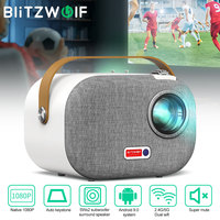 Blitzwolf V2 1080P Android Projector Mini Home Theater 2.4G 5G-WIFI Wireless Mini Projector 200ANSI Android 9.0 Google Assistant