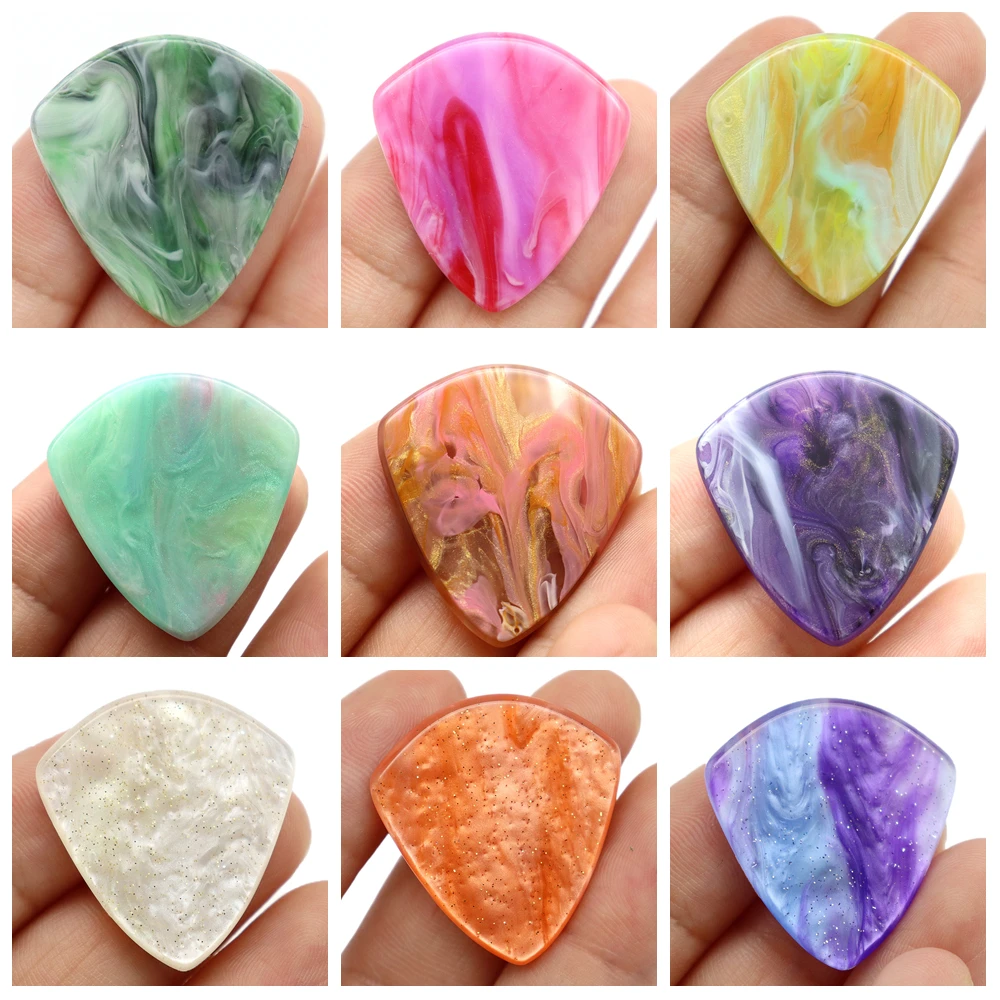 3pcs Resin Guitar Picks Electric Guitar Parts Picks Accessories 9 Kinds Color Picks With Box