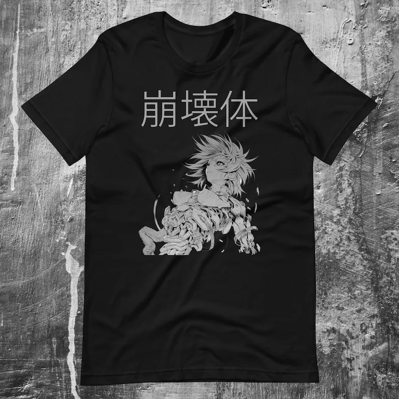 DISINTEGRATING Unisex T-shirt hannya, vaporwave, techwear, japan, brutalism, japanese, japan street, futurism, Anime Shirt,