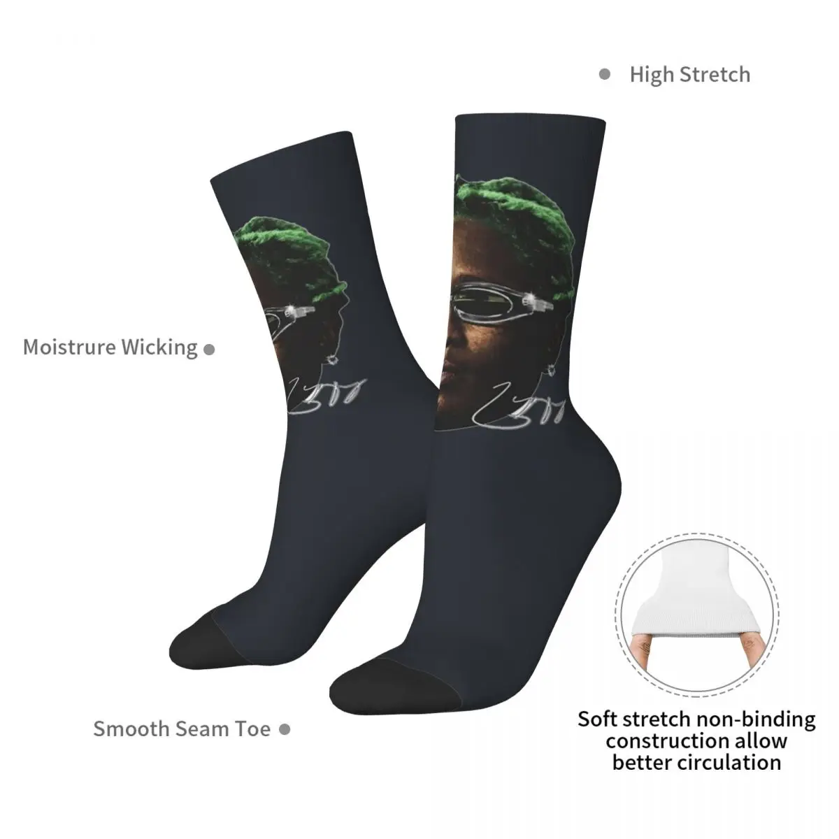 Tupacs Socks young thug Funny Stockings Men Quality Outdoor Sports Socks Winter Printed Anti Sweat Socks