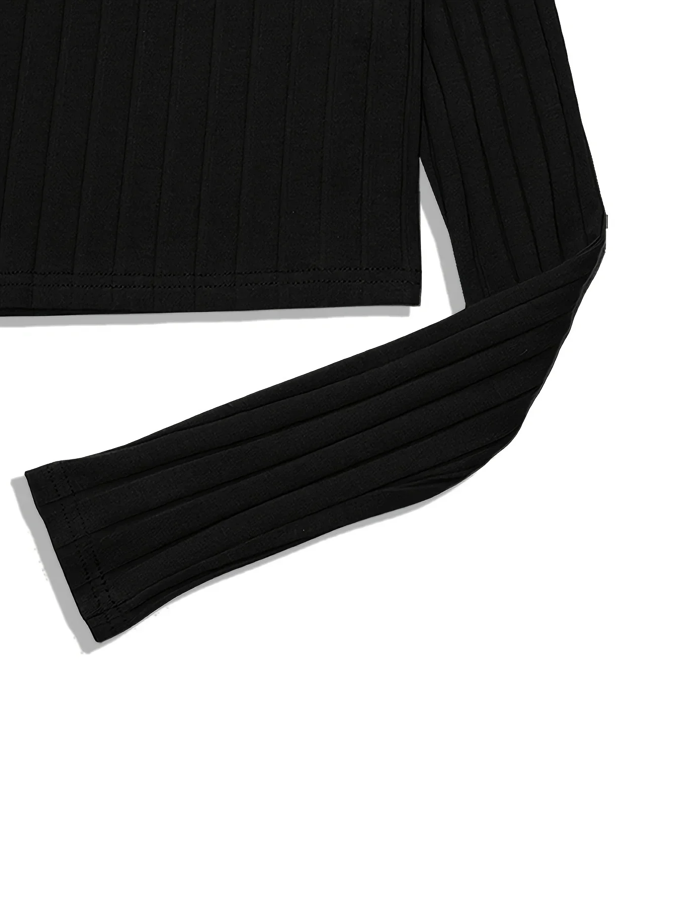 Elegant One-Shoulder Crop Top for Women - Versatile High Stretch Long Sleeve Solid Color Easy-Care