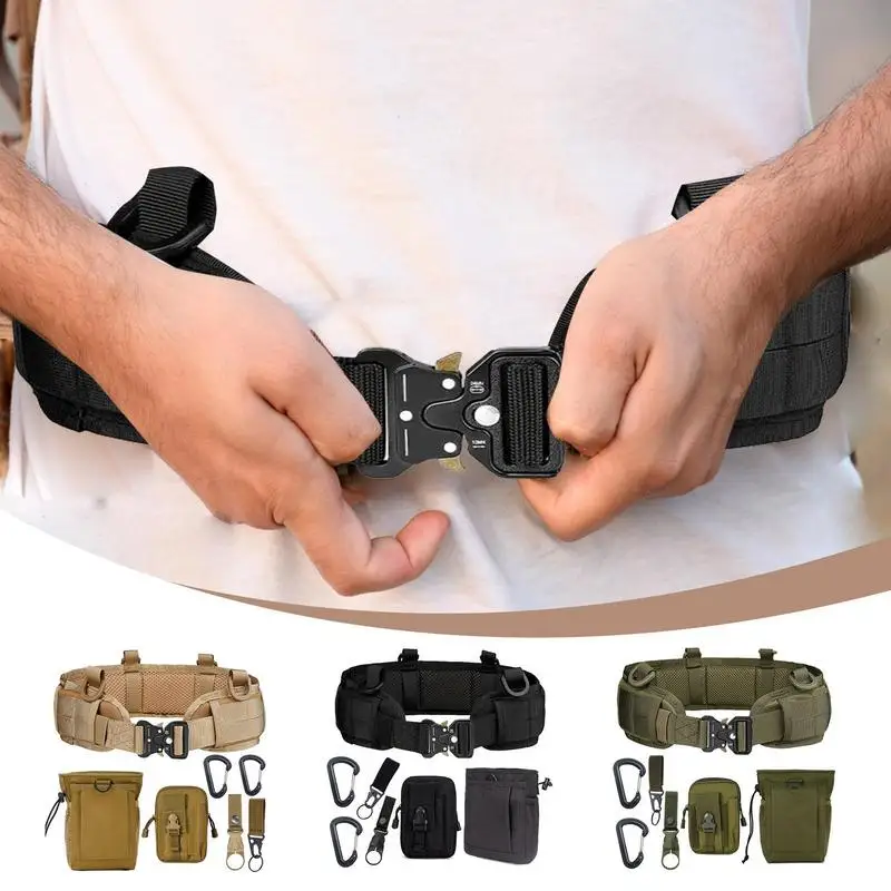 Battle Belt Pouches 8pcs Security Guard Belt Security Guard Duty Utility Multifunctional Padded Nylon Waist Belt For Outdoor