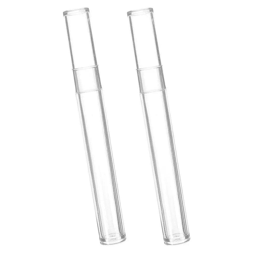 

2Pcs Travel Friendly Eyelash Tweezer Case Round Clear Tube Storage Container for Single Tweezer Protection and Organization