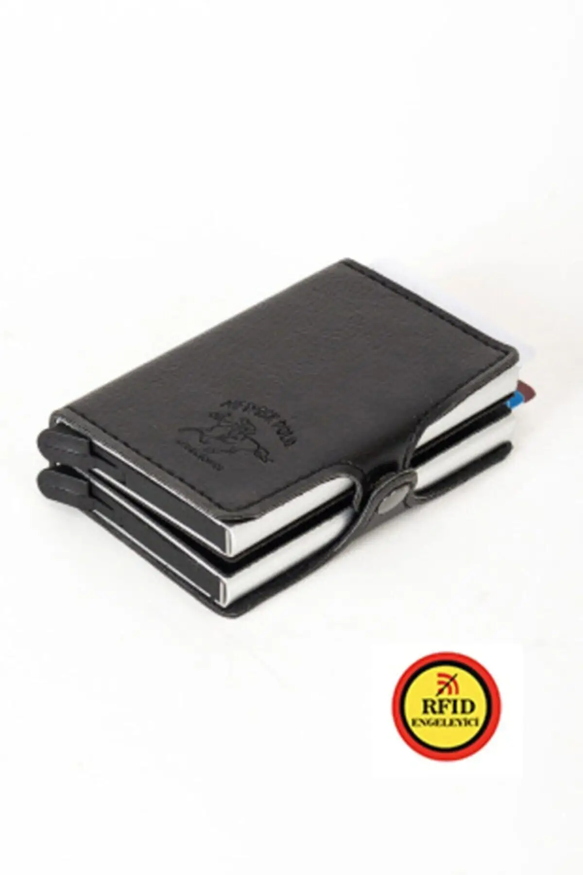 محفظة حمل بطاقات مع ميزة مانع تتفاعل مزدوجة آلية بطاقة التلقائي الأسود 6x9 سنتيمتر أنيقة مفيدة آمنة Delivery2022 نموذج