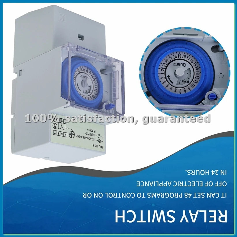 

Механический таймер SUL181H, 24-часовое реле времени, программируемый электрический таймер, 24-часовой таймер-выключатель на DIN-рейку - ABWY