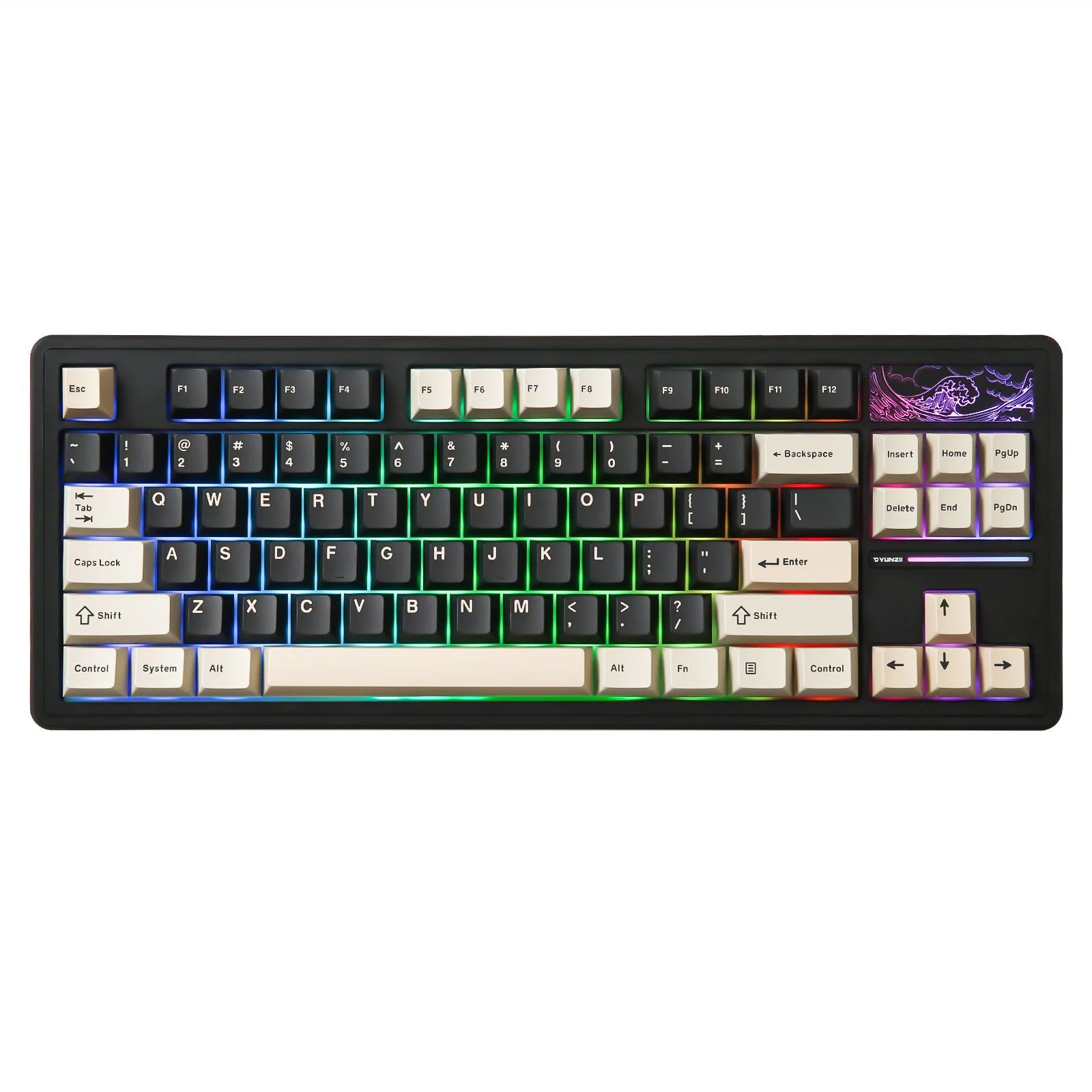 

YUNZII YZ87 Black TKL 75% 87-Key Gasket Wireless Hot Swappable Mechanical Gaming Keyboard with BT5.0/2.4G/USB-C NKRO RGB Backlit