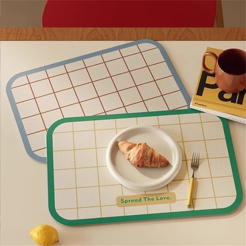 30x45cm Colorful High-End Leather Breakfast Table Mat Waterproof Oil Resistant Heat-Insulating PU Western Style Mouse Log