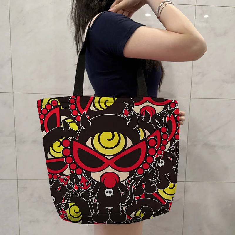 Hysteric Mini Series Canvas Bag Cartoon Large Capacity Zipper Shoulder Bag Supermarket Shopping Portable Storage Bag Friend Gift