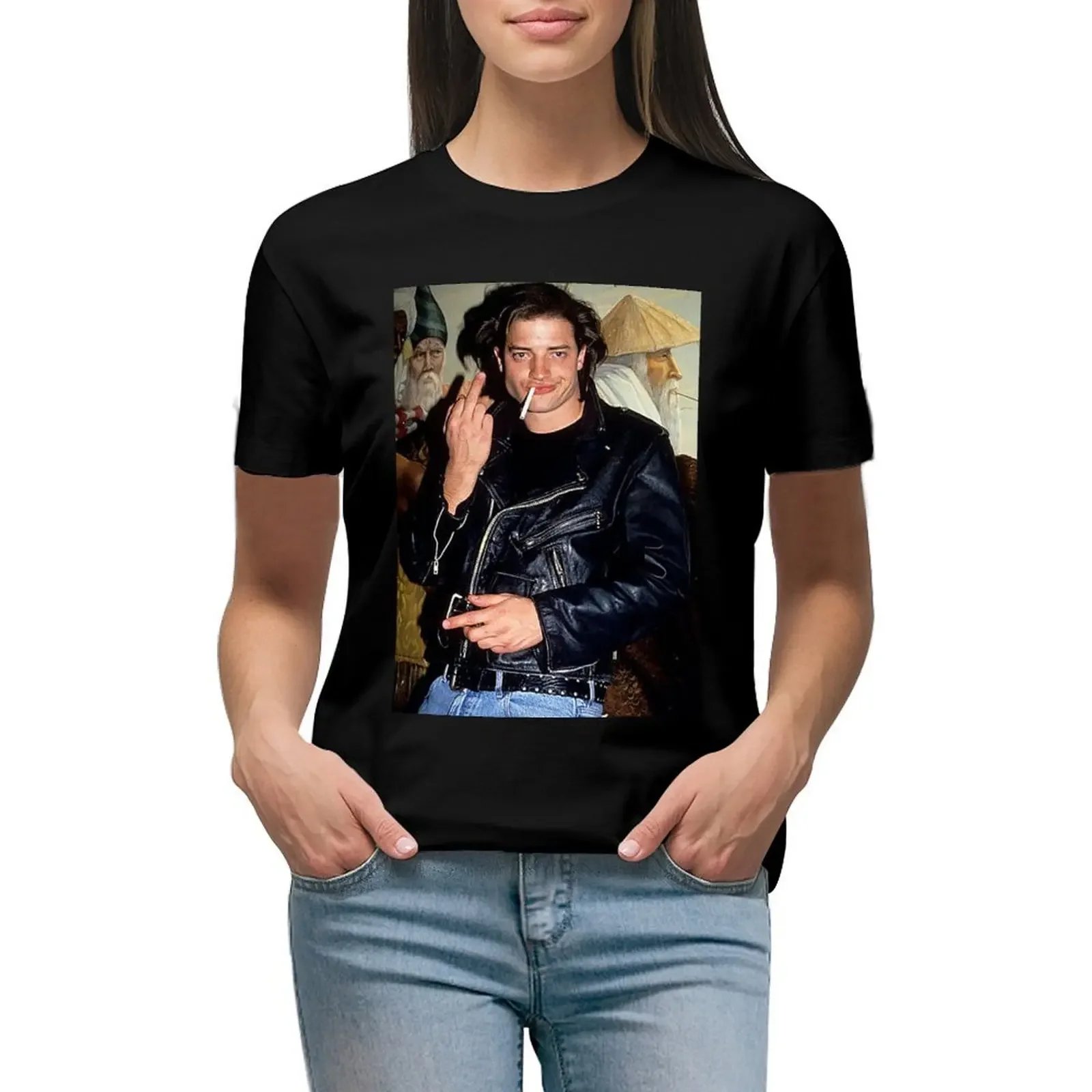 

R U D E - Friendly Brendan Fraser T-Shirt shirts graphic tees oversized vintage clothes korean Women's clothes