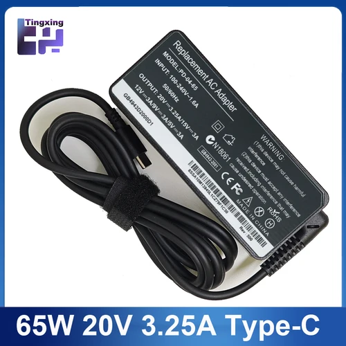 20V 3.25A 65W USB tipo C AC cargador adaptador de corriente para ordenador portátil para Lenovo Thinkpad X1 Carbon Yoga X270 X280 T580 P51 P52s E480 E470