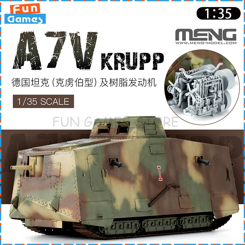 

Новый танк MENG 1/35, сборная фигурка, модель TS-017S A7V, танк Krupp Type, неокрашенные коллекционные игрушки на заказ, украшение, подарок на день рождения