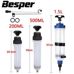 Car Engine Oil Fluid Pump Efficient Vacuum Manual Inhalation Syringe Style Engine Cooolant Transfer Translucent 500cc/1500cc