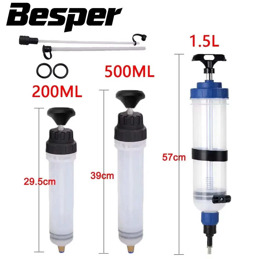 Car Engine Oil Fluid Pump Efficient Vacuum Manual Inhalation Syringe Style Engine Cooolant Transfer Translucent 500cc/1500cc