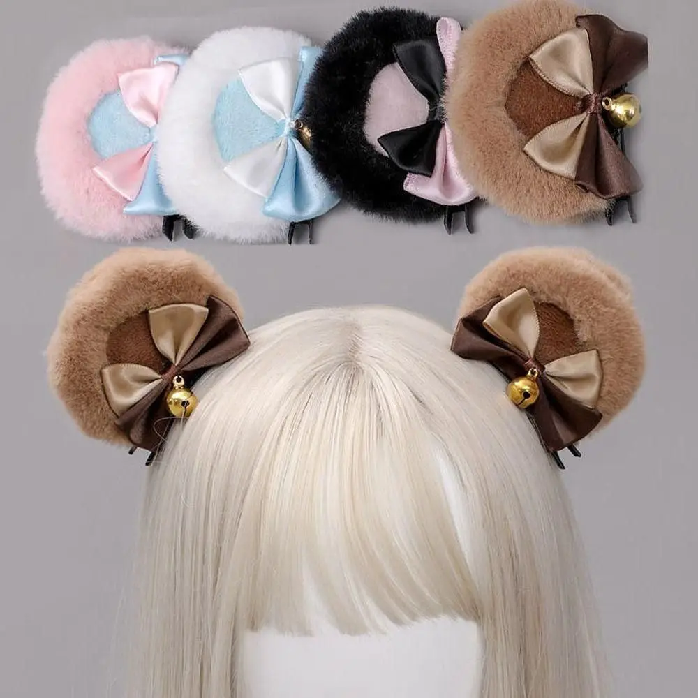 

Для женщин Kawaii плюшевый колокольчик аниме косплей заколки для волос с животными медвежьи уши бант заколка для волос Лолита заколка