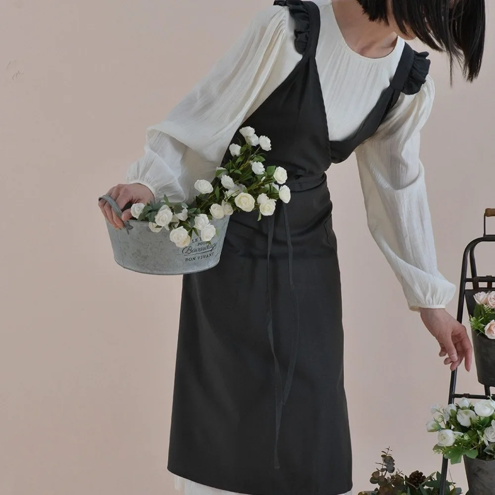 

Durable Waterproof Florist Apron Stylish Adjustable Gardening Apron Cotton with Pocket Cooking Apron Crafting
