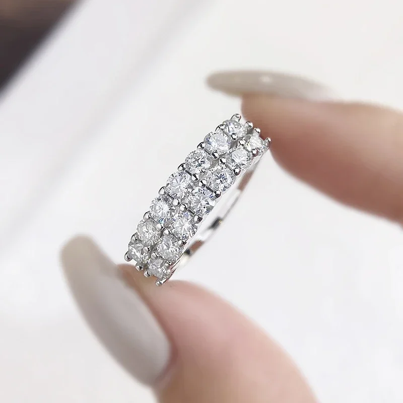 DWJ 1.4ct Real Moissanite Diamond Eternity Ring for Women 925 Sterling Silver Daily Party Gorgeous High Quality Fine Jewelry