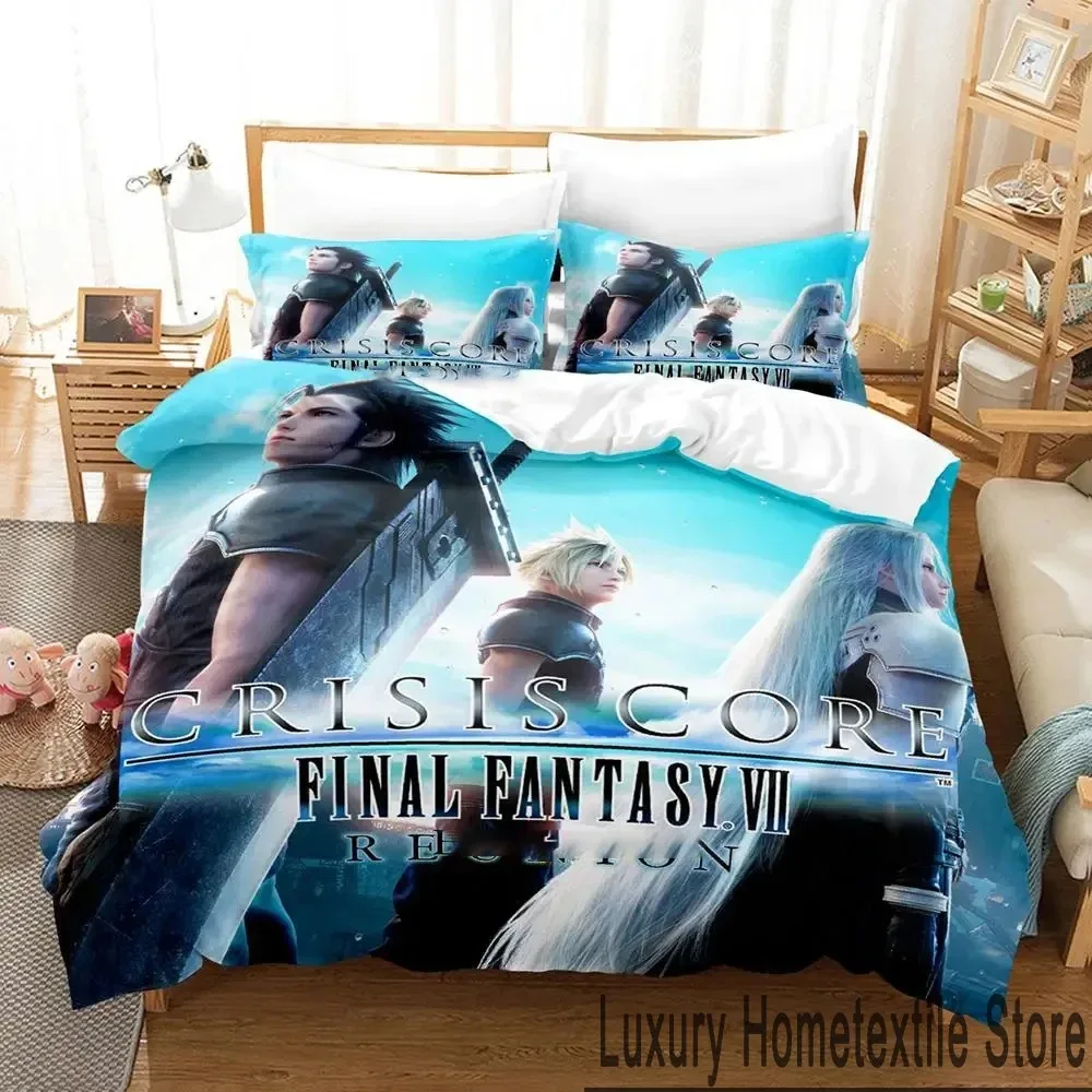 

3D Print Game Crisis Core Final Fantasy VII Bedding Set Boys Girls Twin Queen King Size Duvet Cover Pillowcase Bed boys Adult