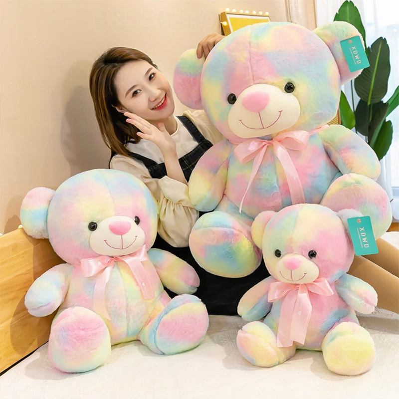 

Кавайная плюшевая игрушка-медведь, мягкая кукла, красочная большая подушка-медведь для детей, подарок на день рождения, Рождество для девочек, приятный на ночь, День святого Валентина