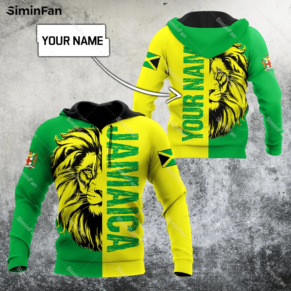 Jamaican Flag Mix Lion 3D All Over Printed Hoodie Men Hooded Pullover Zipper Jacket Coat Sweatshirt Unisex Outwear Female Top-3