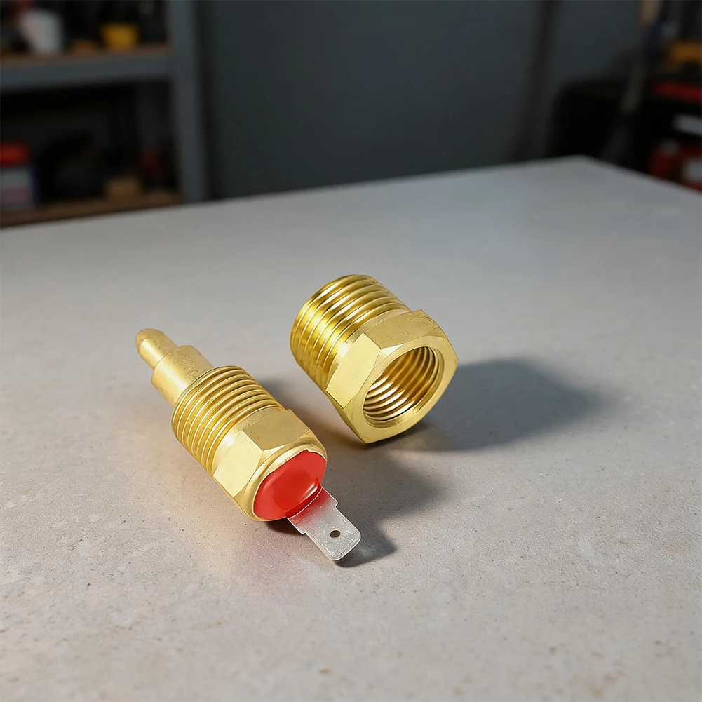 Electric Engine Cooling For Fan Thermostat Switch 185F On 175F Off 3/8 Inch Thread Gold Aluminum For V8 350 450 454 Engines Auto