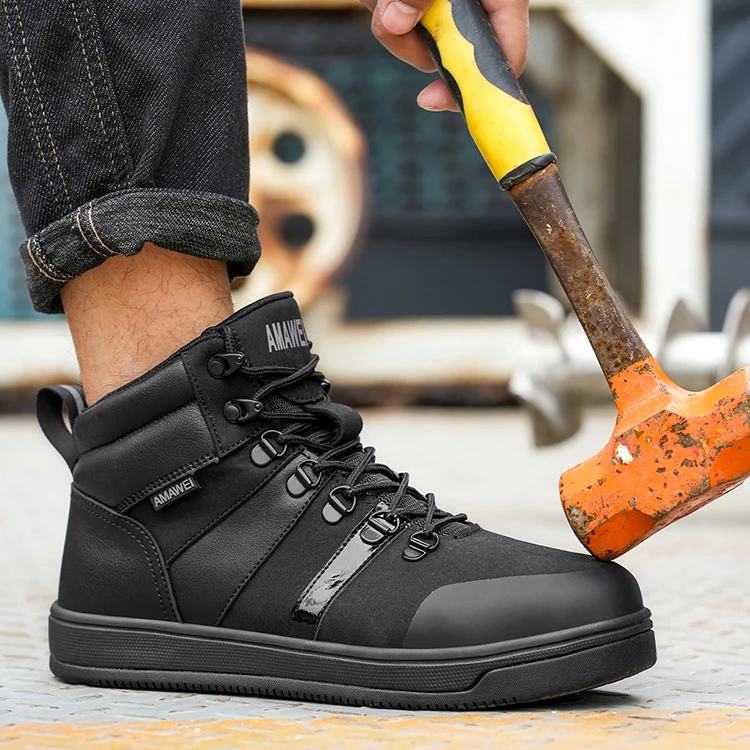 Work Boots for Men,Lightweight  High Top Steel Toe Boots,Anti smash Anti Punctur Slip Resistant Indestructible  Factory winter