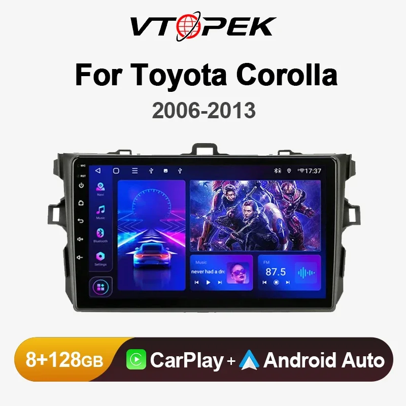 Автомобильный мультимедийный плеер Vtopek 2 Din Android 11, для Toyota Corolla E140 E150 2006-2013