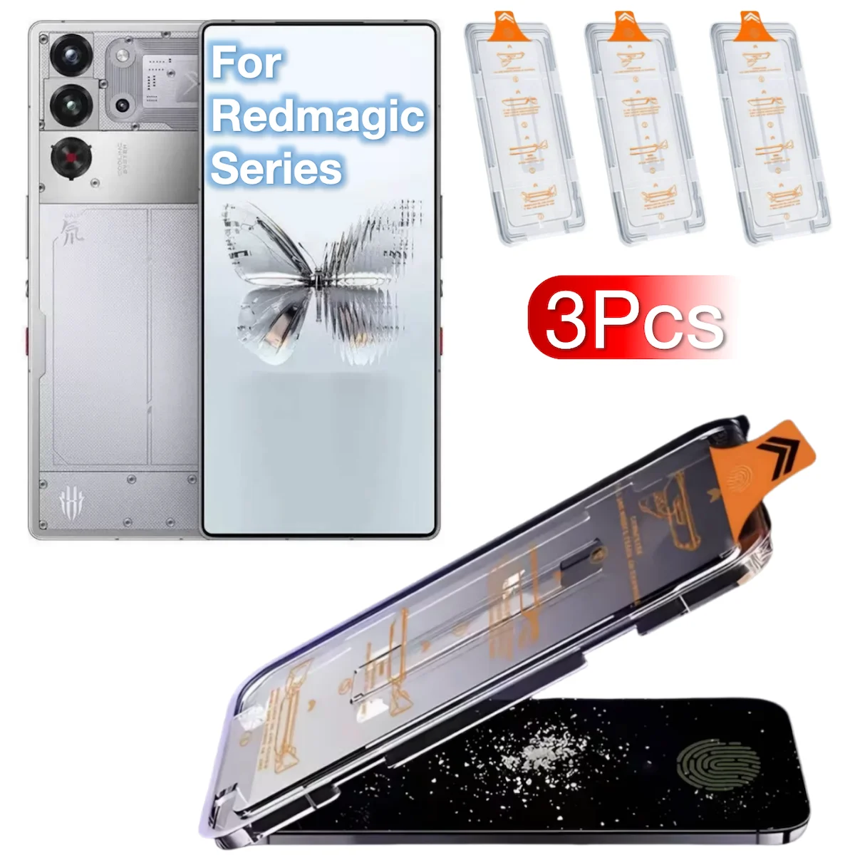 

3Pcs For ZTE Nubia Redmagic Red Magic 10 10S 9 9S 8 8S 5G Screen Protector Tempered Glass Auto-Positioning 9H