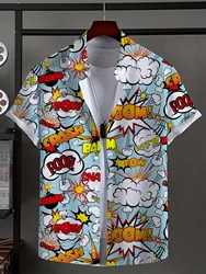 Men's Shirt Fashion Novel Graphic Tops Button Up Shirt Casual New Unisex Shirt Vacation Lapel Short Sleeves Shirt Carnival